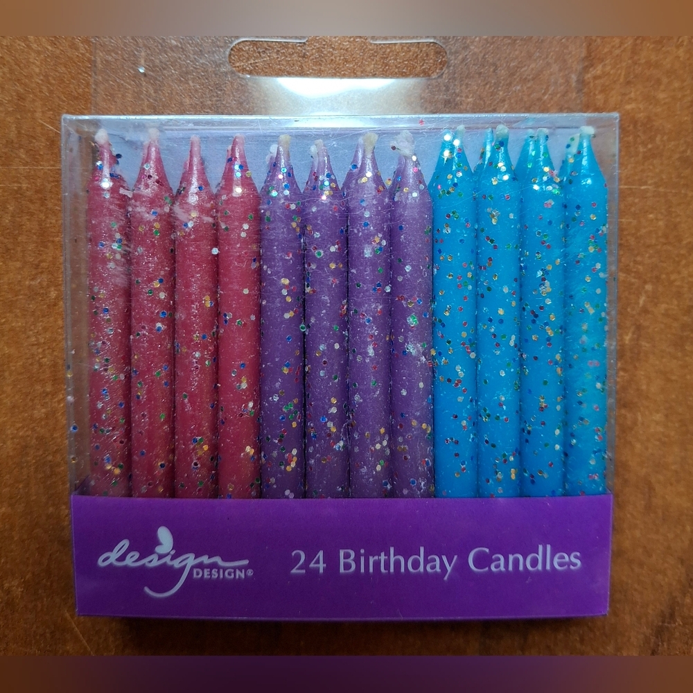 Birthday Candles By Design Design 24pk Berry Punch Glitter/Shimmer Sherbert